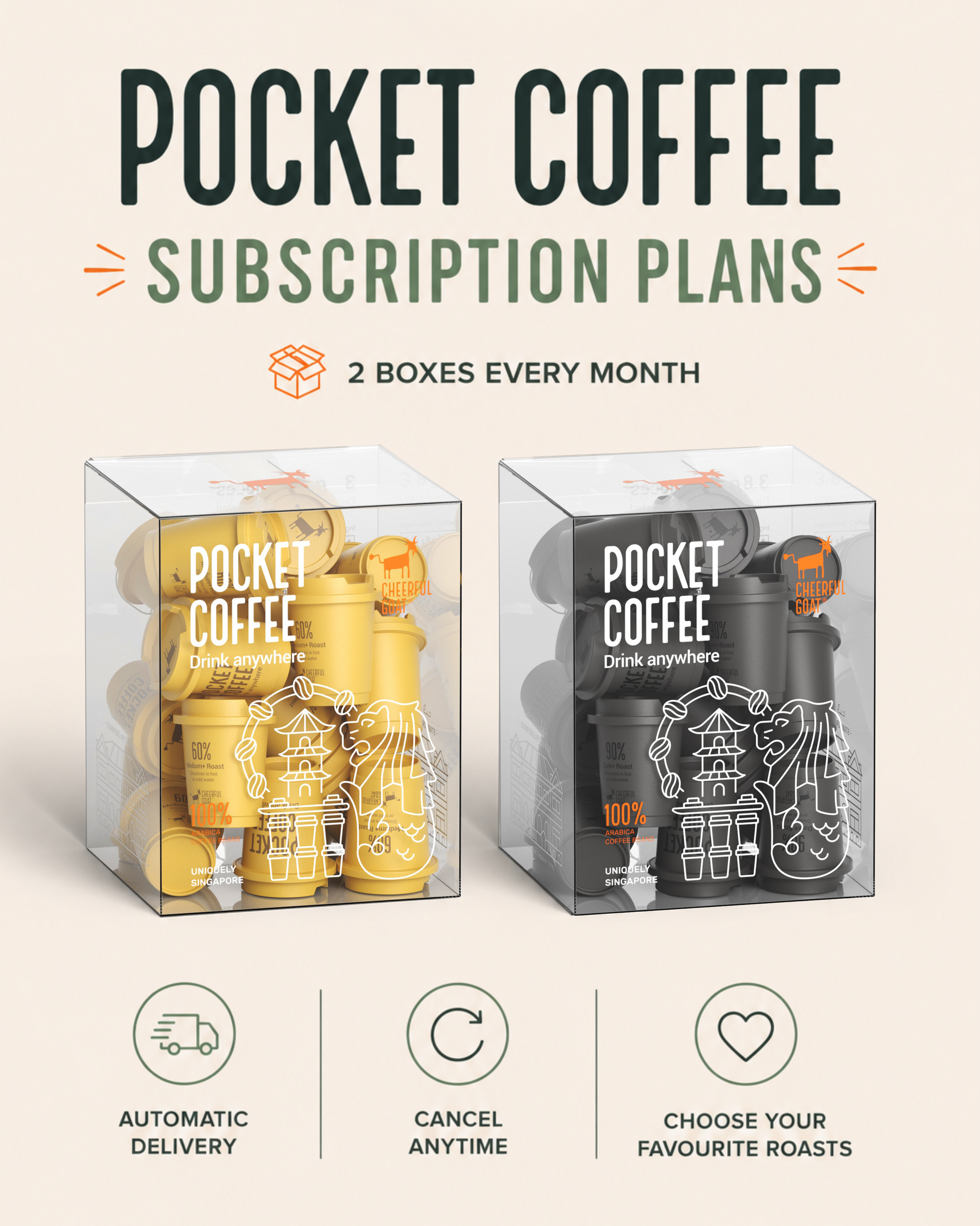 Cheerful Goat Pocket Coffee - Monthly Subscription