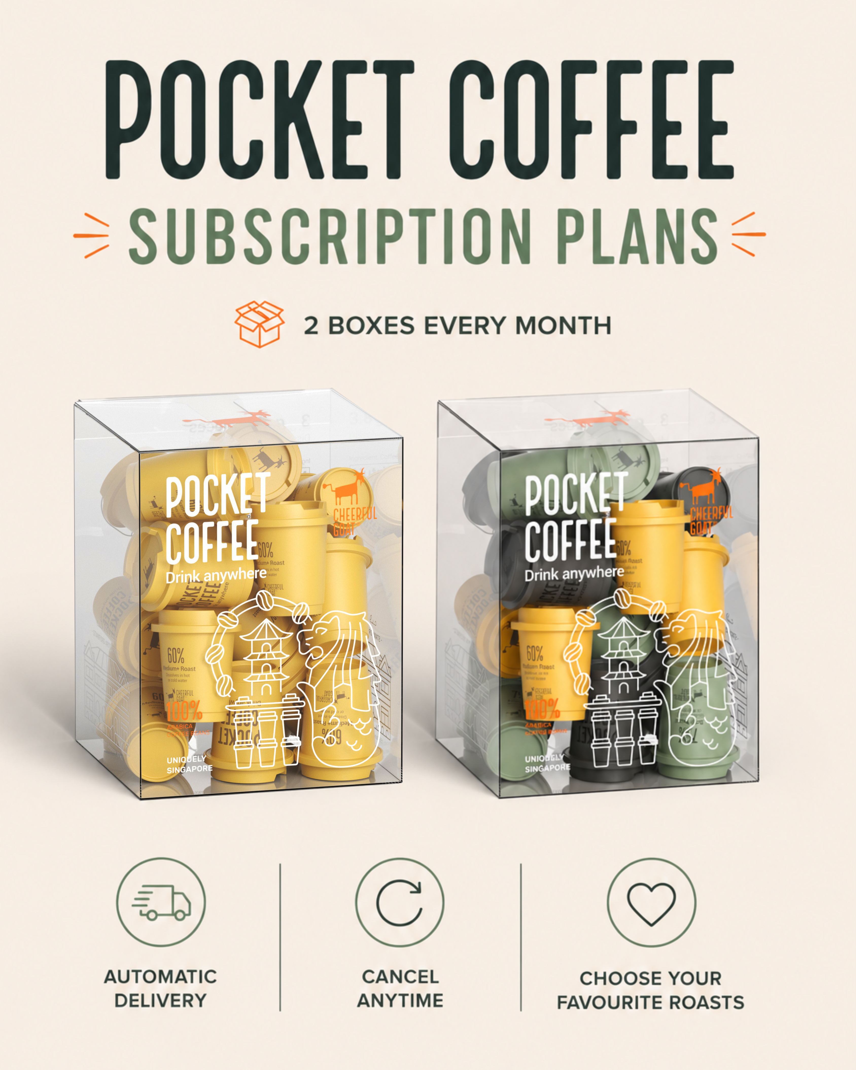Cheerful Goat Pocket Coffee - Monthly Subscription