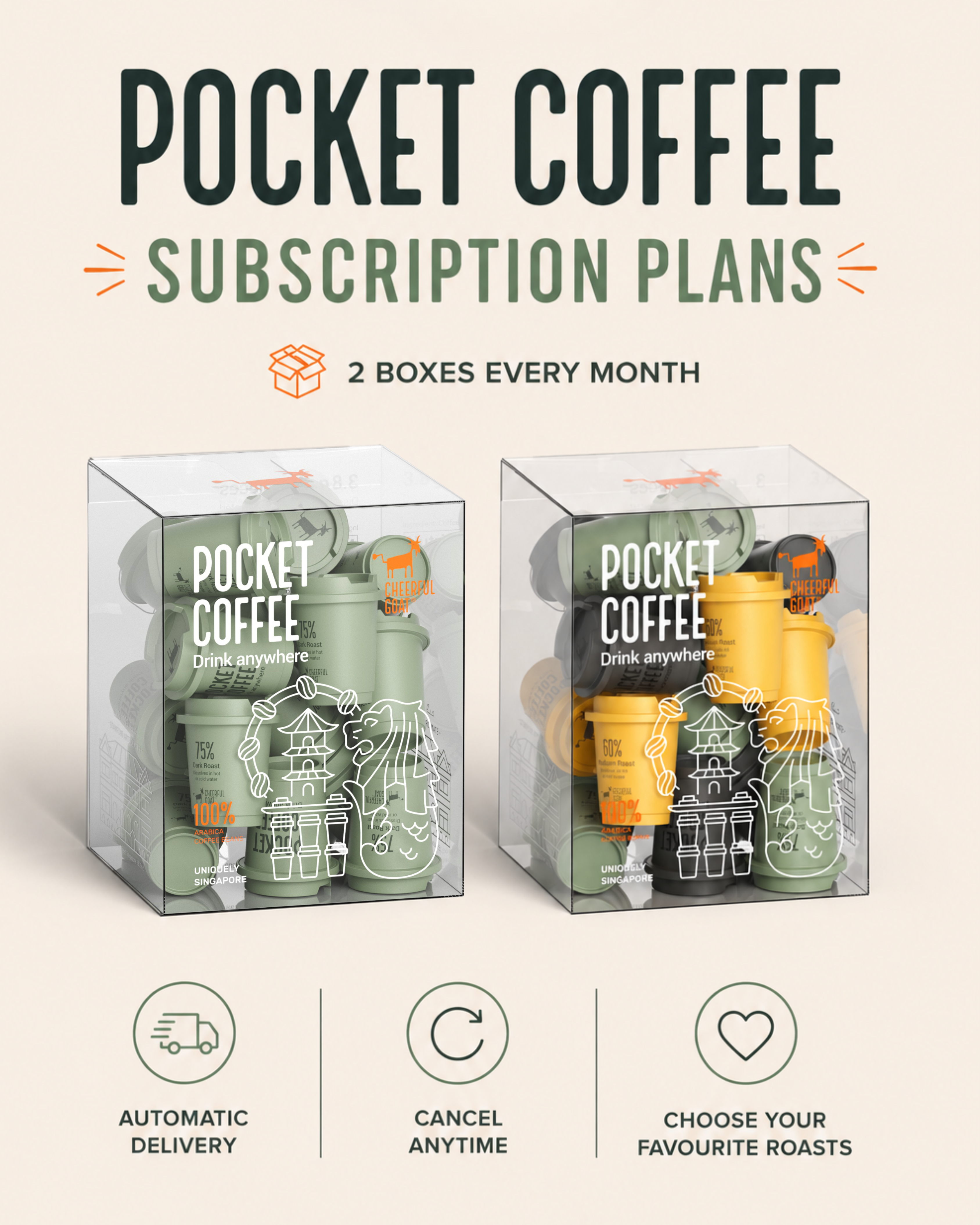 Cheerful Goat Pocket Coffee - Monthly Subscription