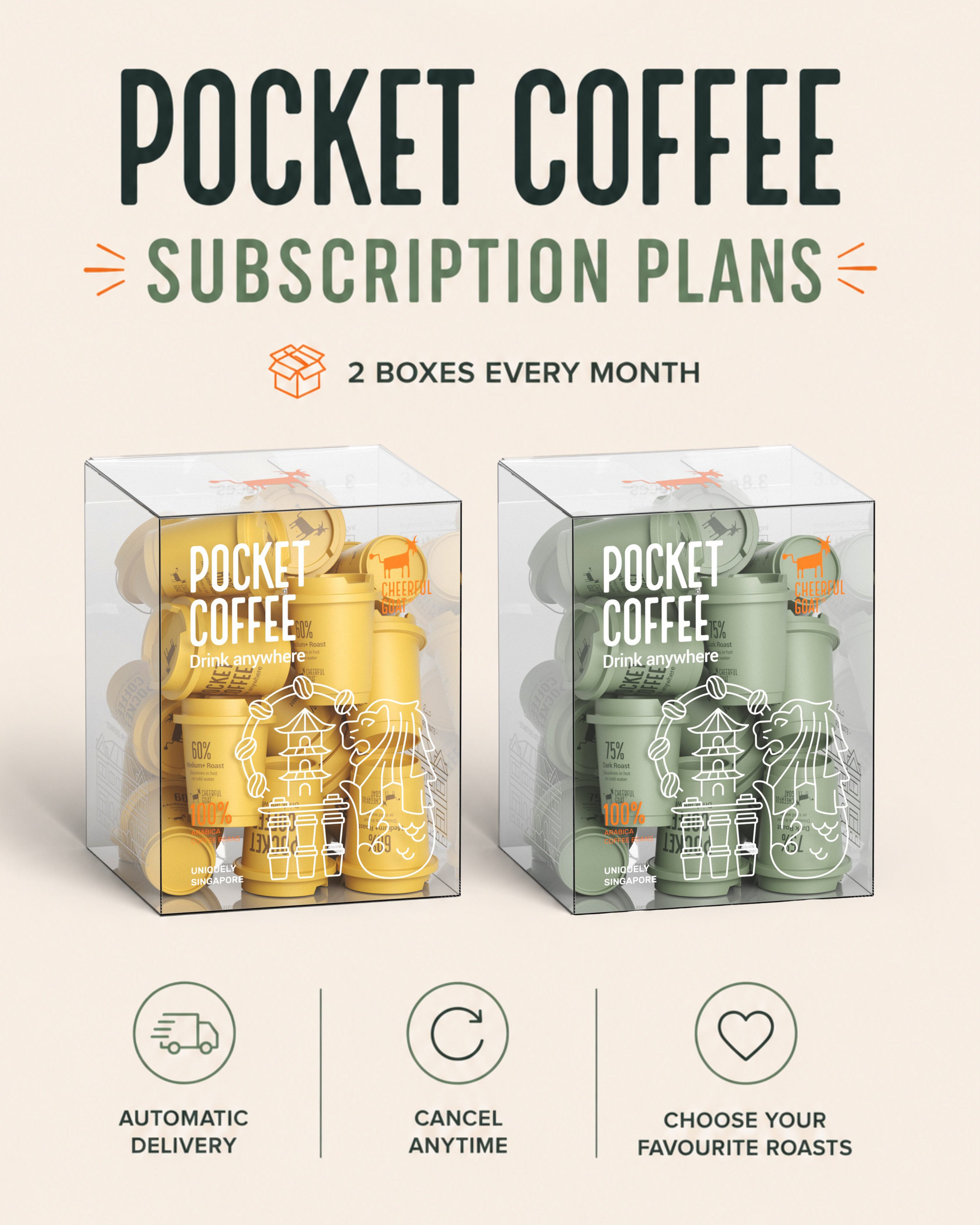 Cheerful Goat Pocket Coffee - Monthly Subscription