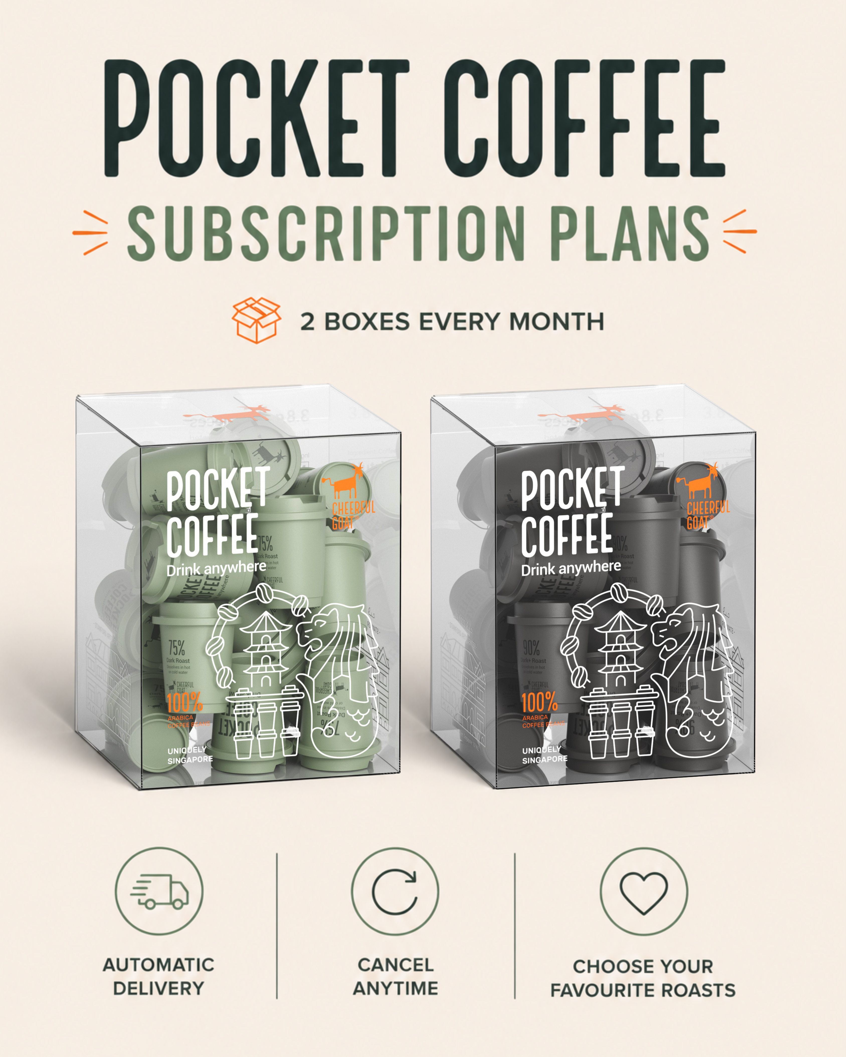 Cheerful Goat Pocket Coffee - Monthly Subscription