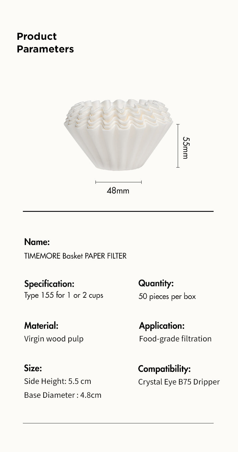 TIMEMORE Basket Paper Filter 01 for B75
