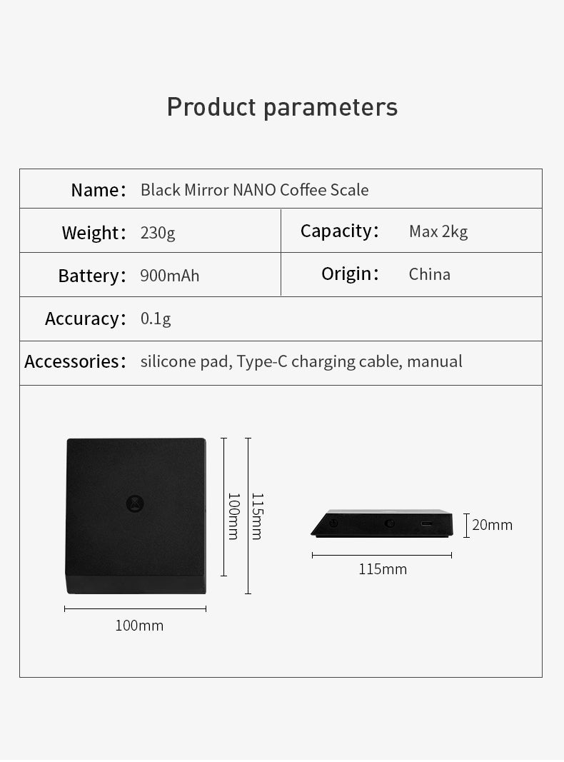 TIMEMORE Black Mirror Nano Scale - Black ONLY