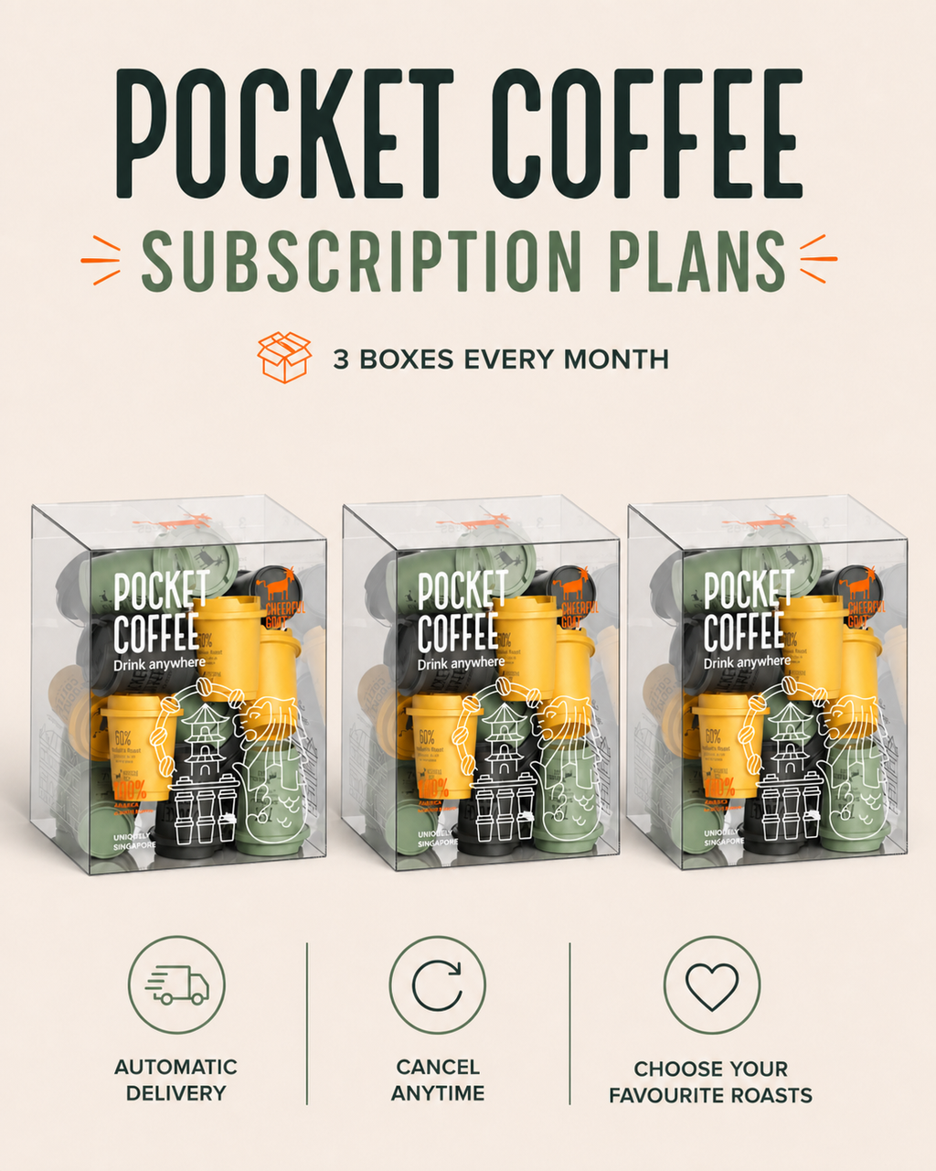 Cheerful Goat Pocket Coffee - Monthly Subscription (3 boxes per month)