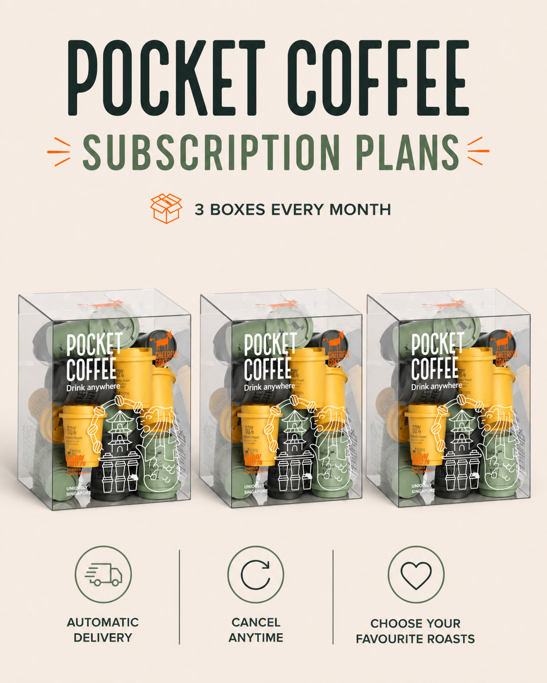 Cheerful Goat Pocket Coffee - Monthly Subscription (3 boxes per month)