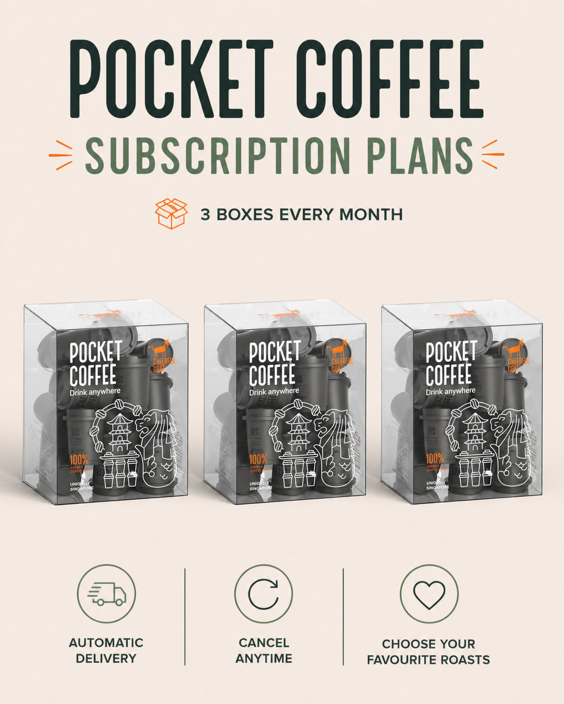 Cheerful Goat Pocket Coffee - Monthly Subscription (3 boxes per month)