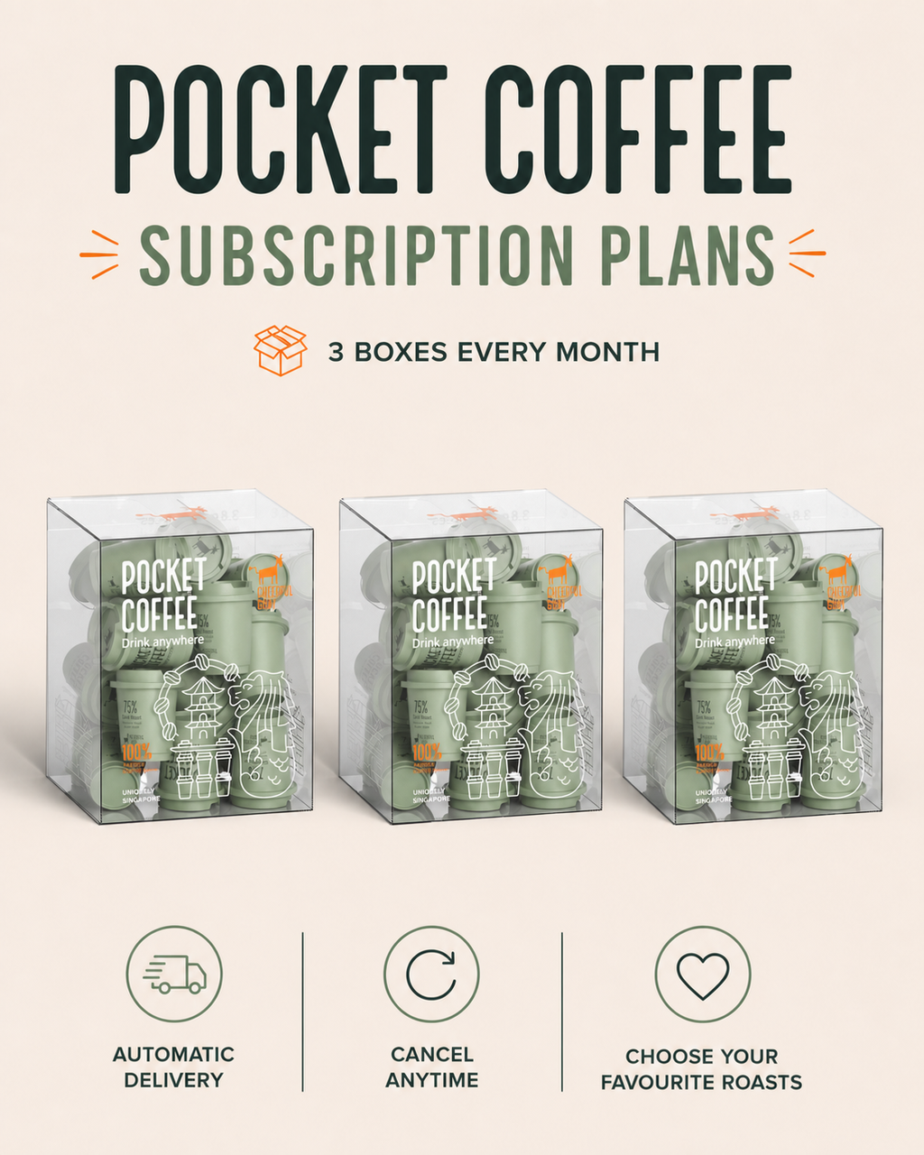 Cheerful Goat Pocket Coffee - Monthly Subscription (3 boxes per month)