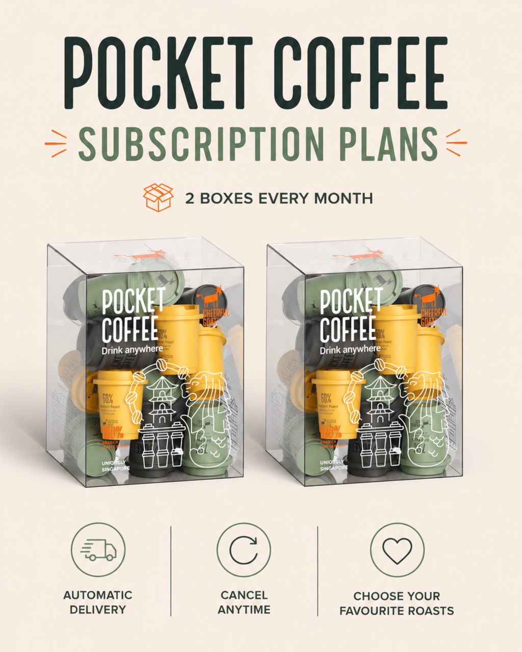 Cheerful Goat Pocket Coffee - Monthly Subscription